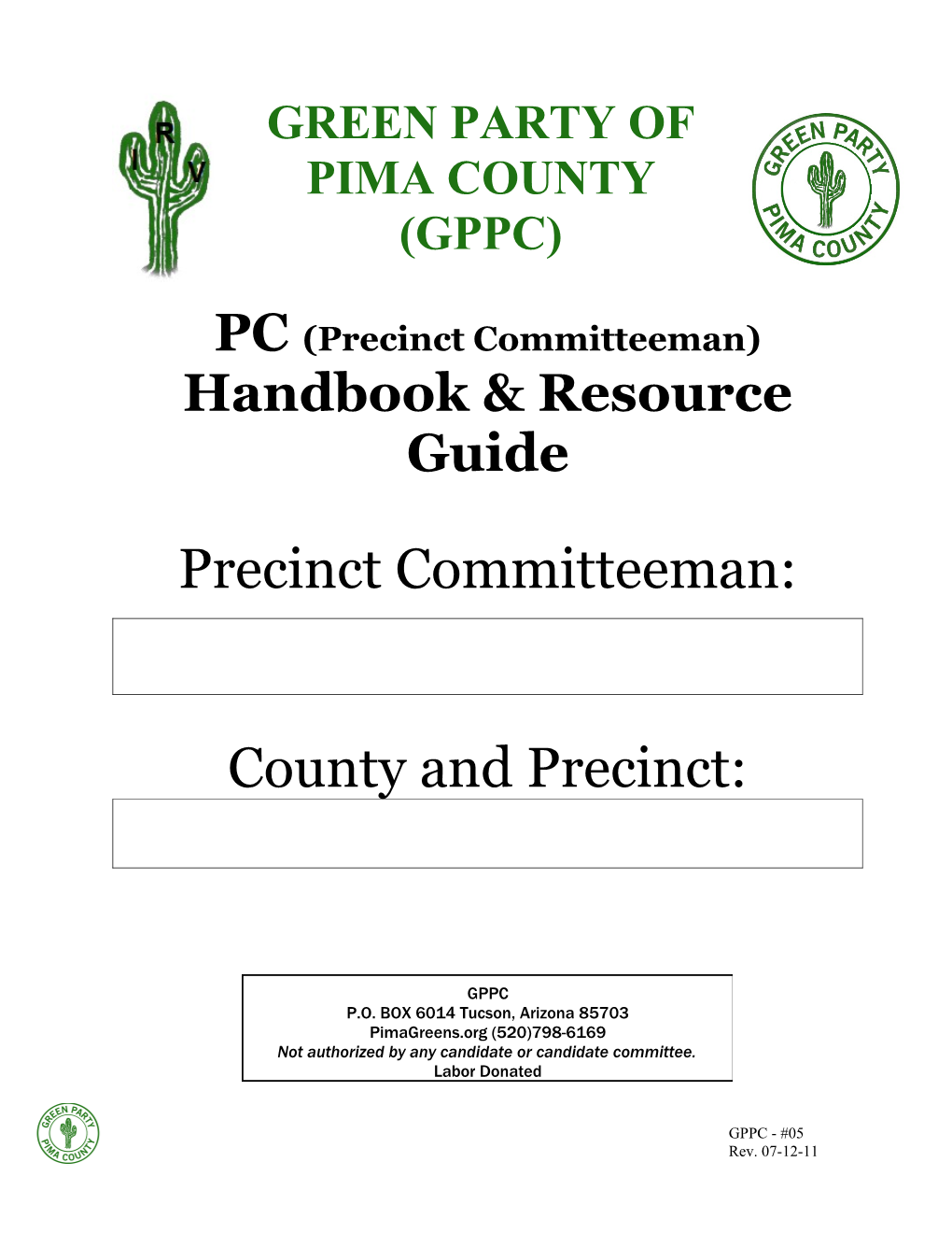 PC (Precinct Committeeman)Handbook & Resource Guide