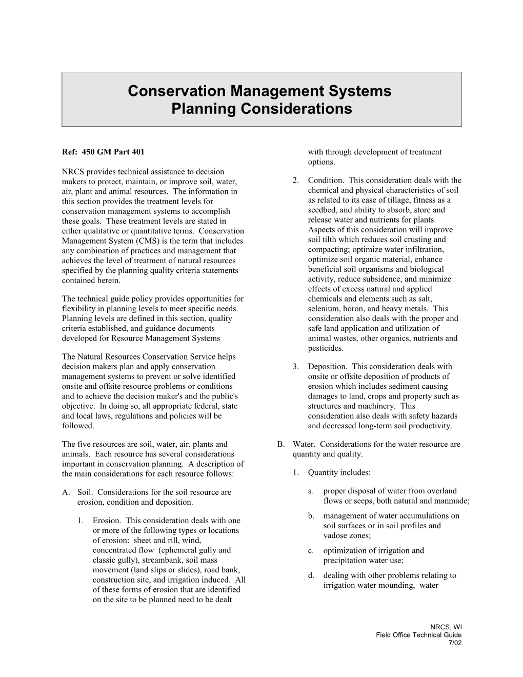 Conservation Management Systems