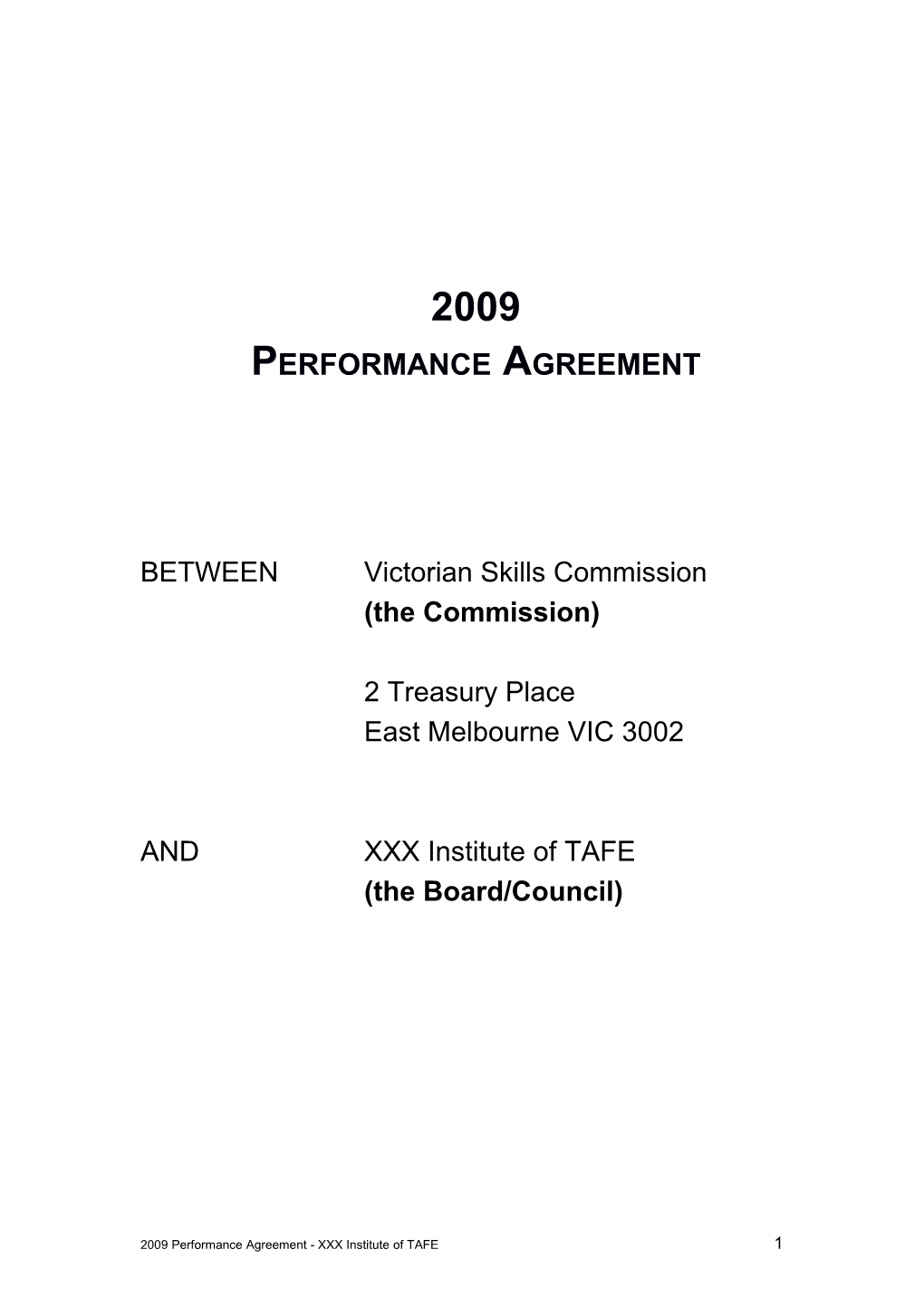 2009 TAFE Performance Agreement