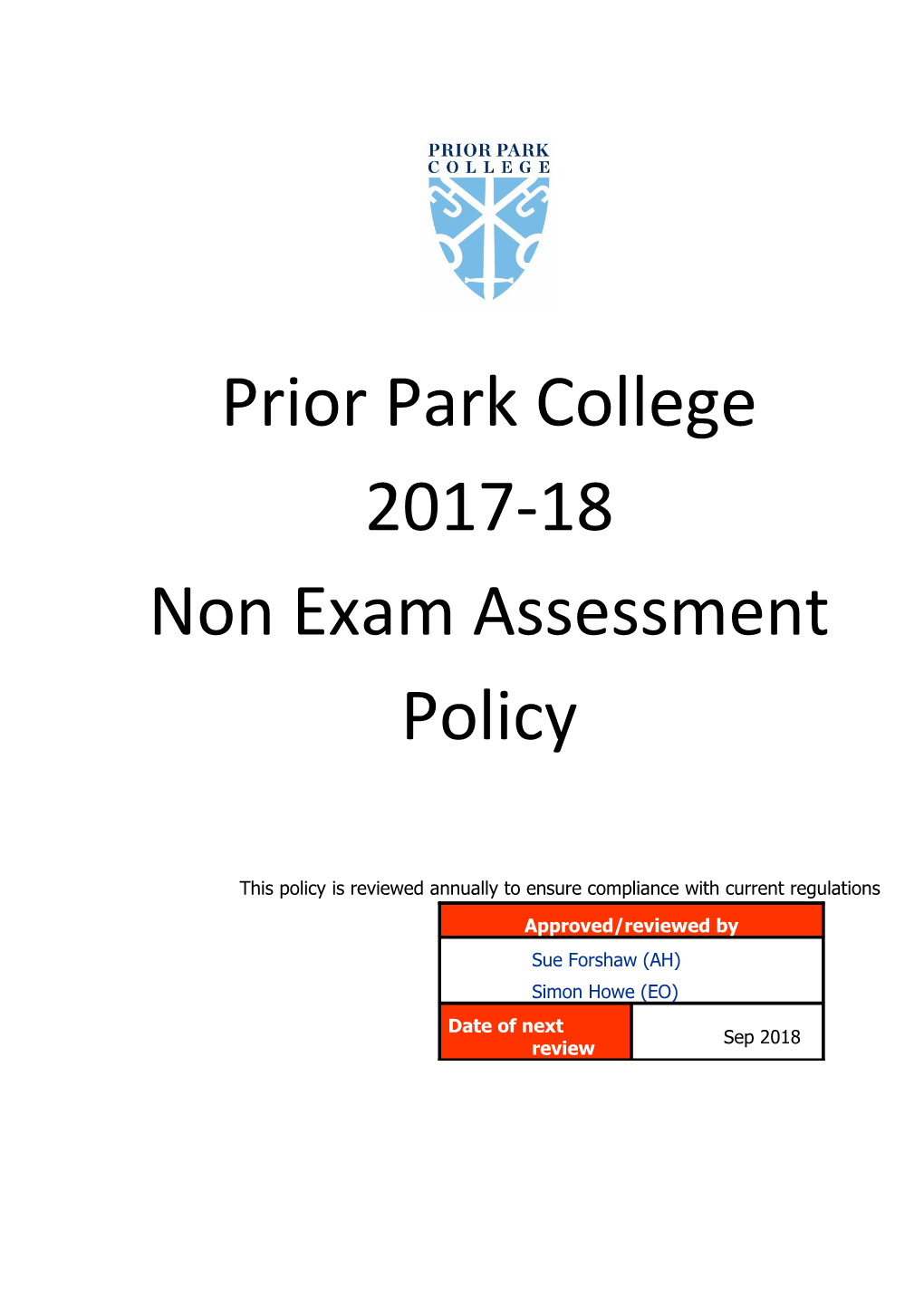 Policy for the Management of Controlled Assessment