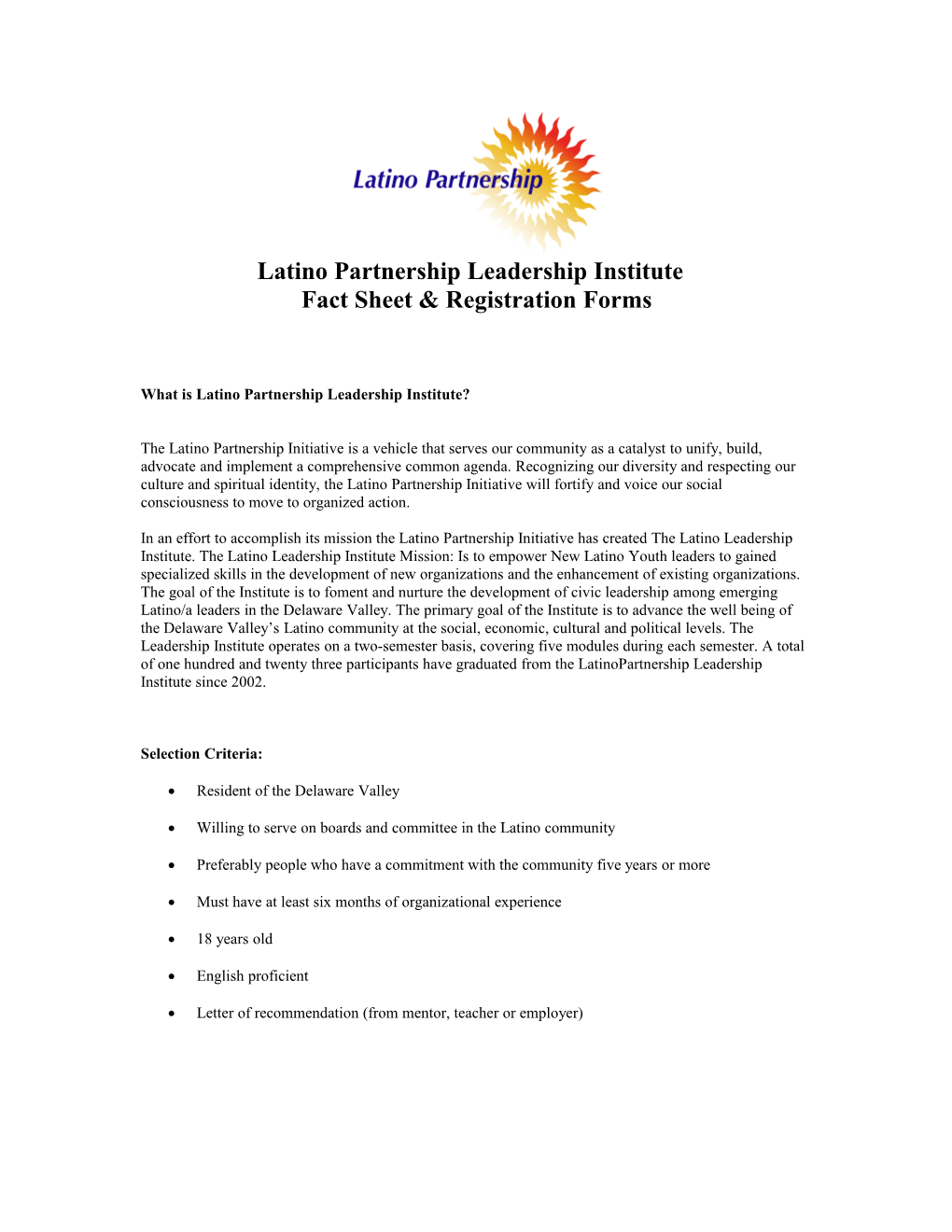 Latino Partnership Leadership Institute