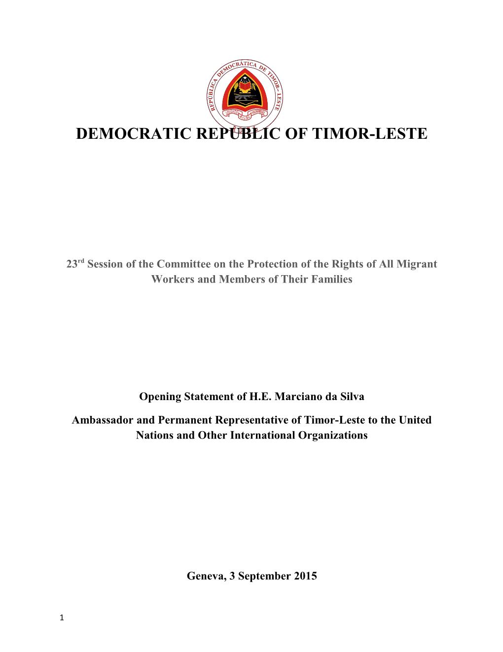 Democraticrepublic of Timor-Leste