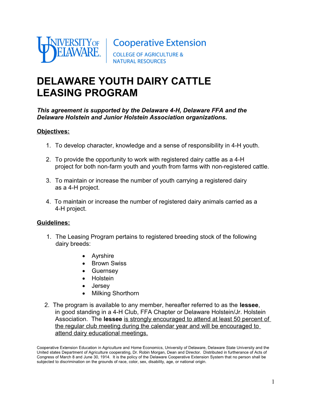 Delaware 4-H Dairy Cattle