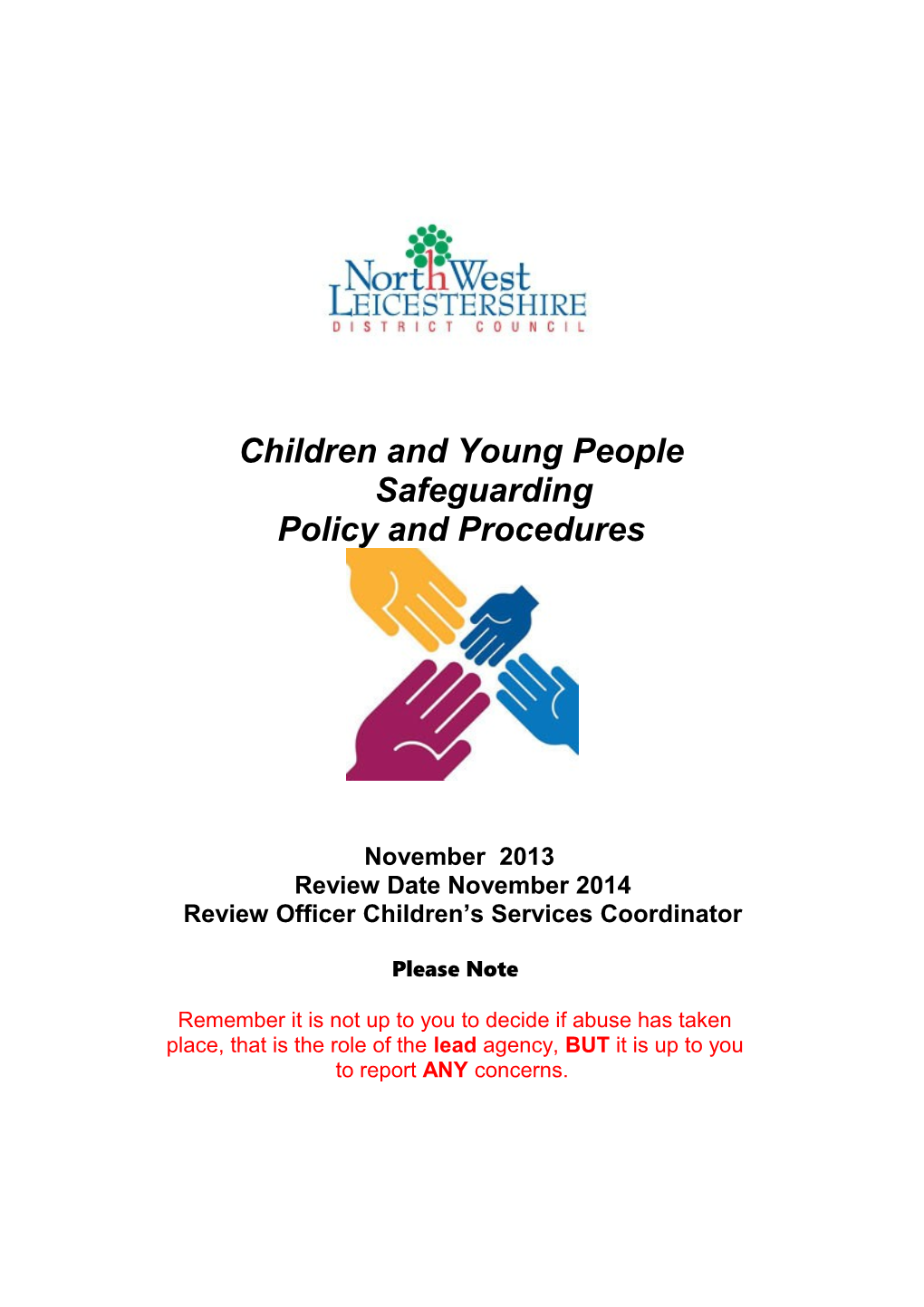 Leicestershire District & Borough Counci's Children & Vulnerable Adults Safeguarding Policy