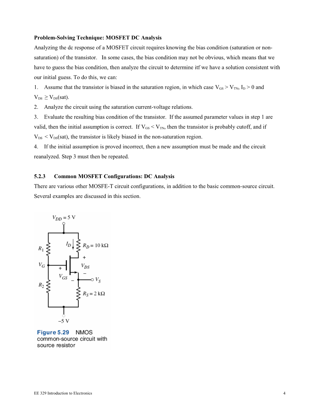 Problem-Solving Technique: MOSFET DC Analysis