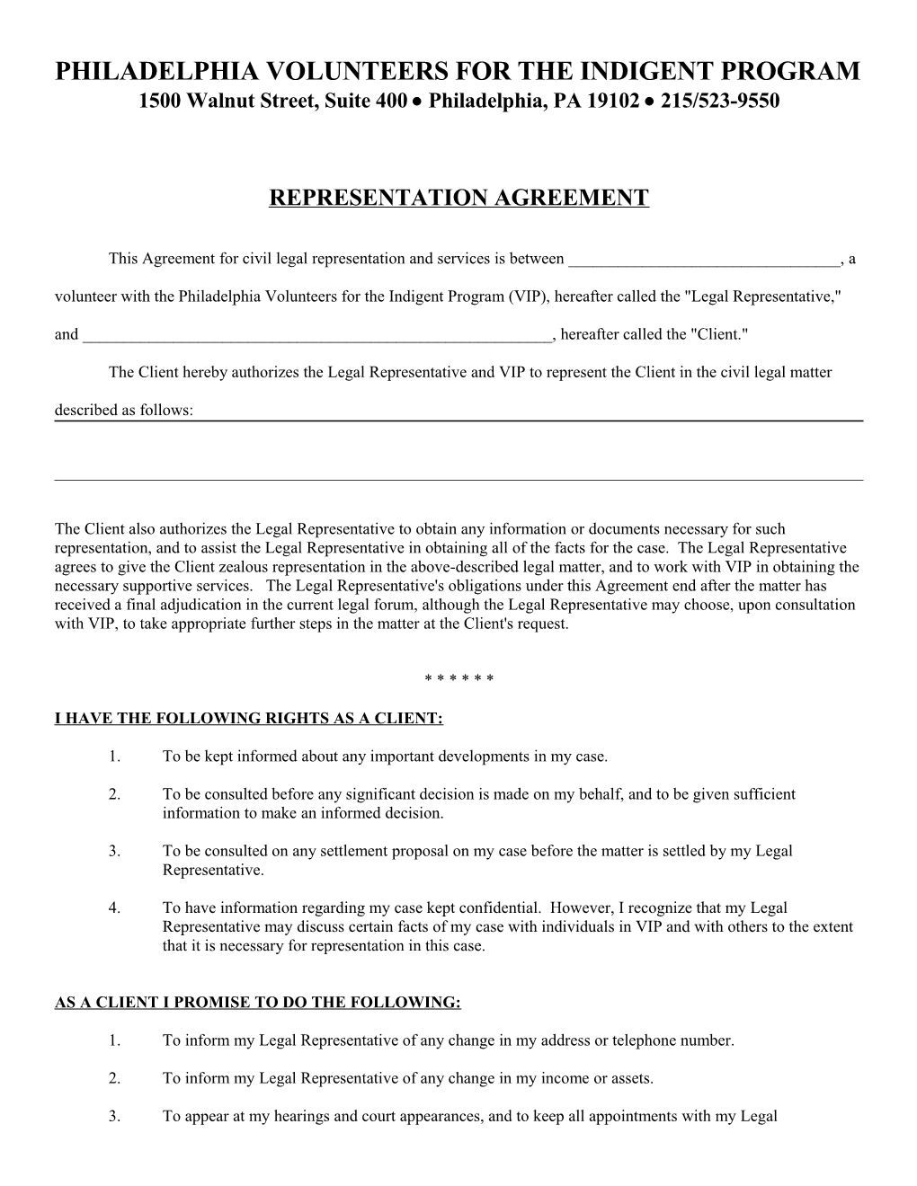 Representation Agreement WPD