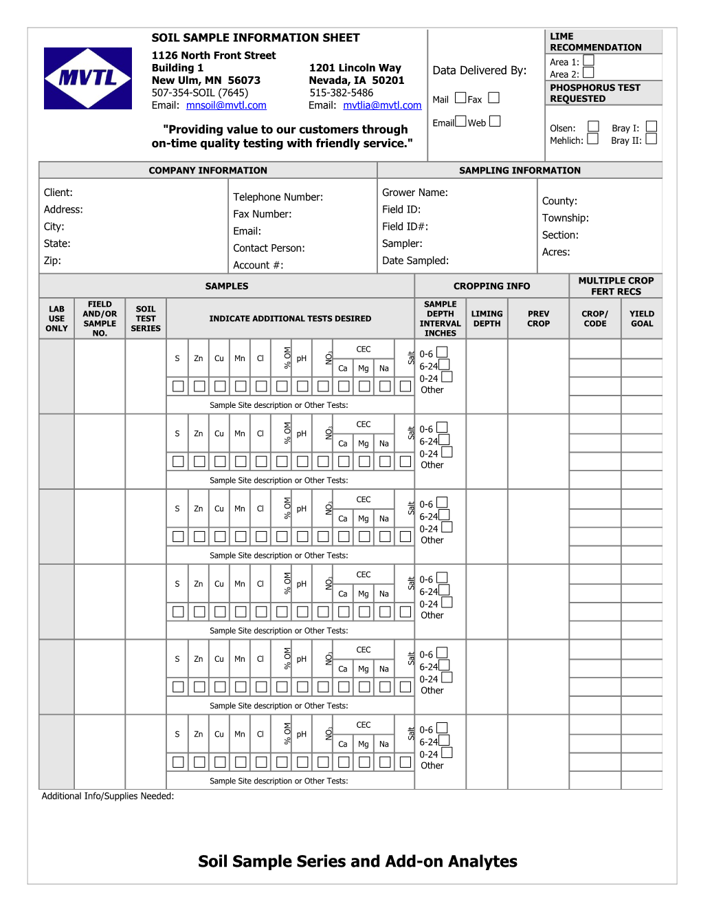 Soil Sample Information Sheet