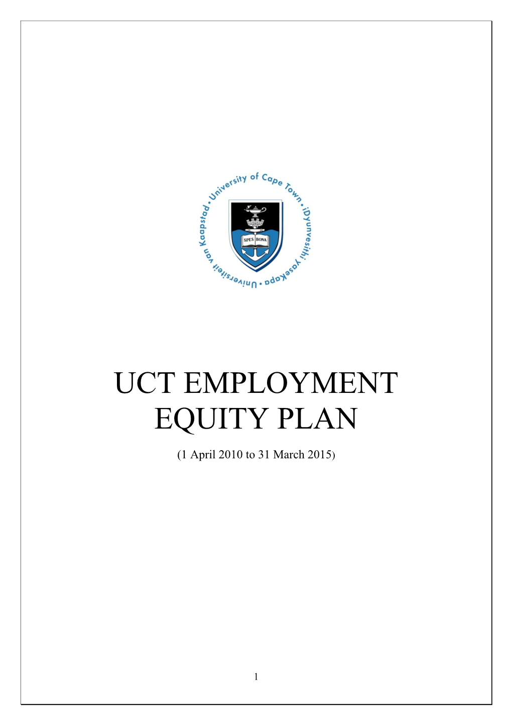 Uct Employment Equity Plan