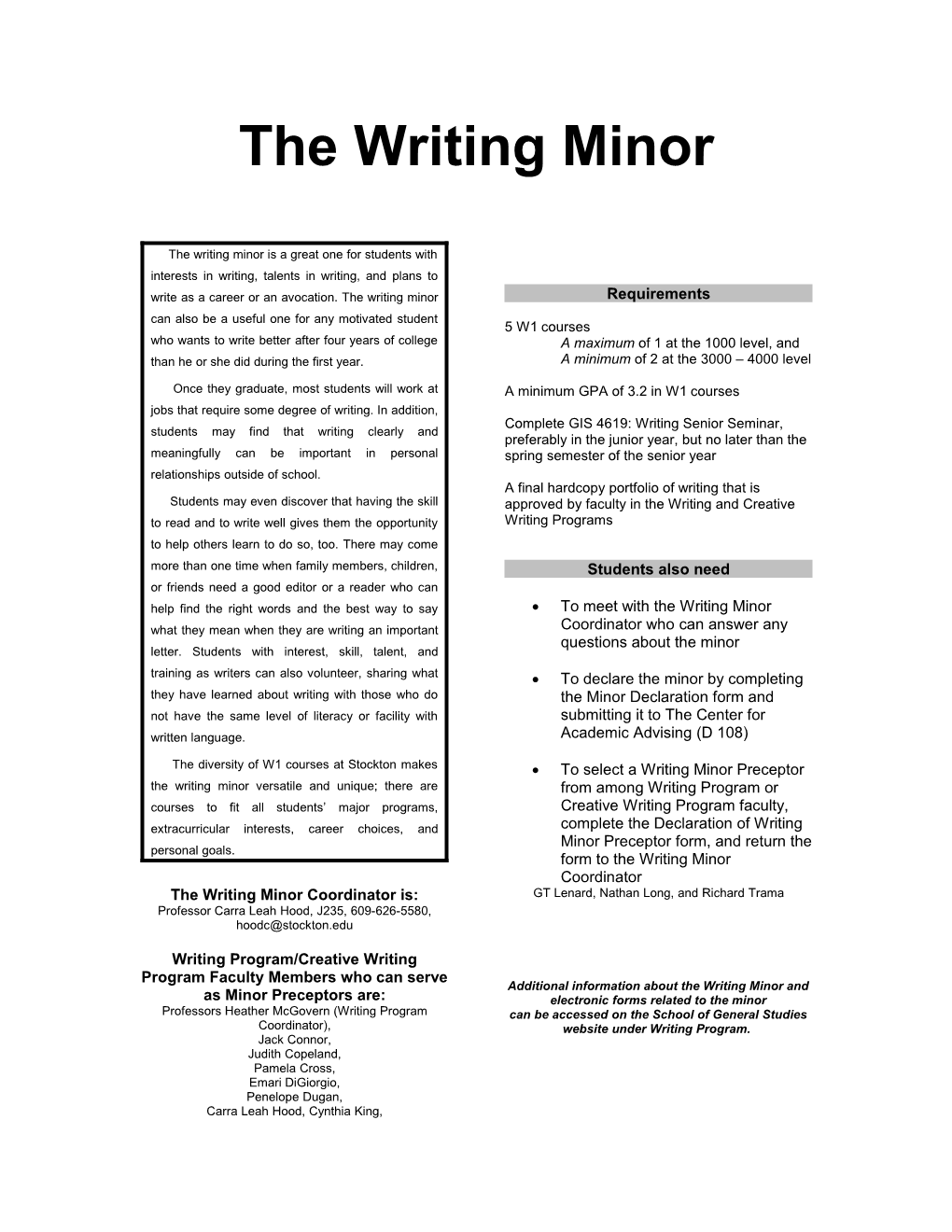 The Writing Minor
