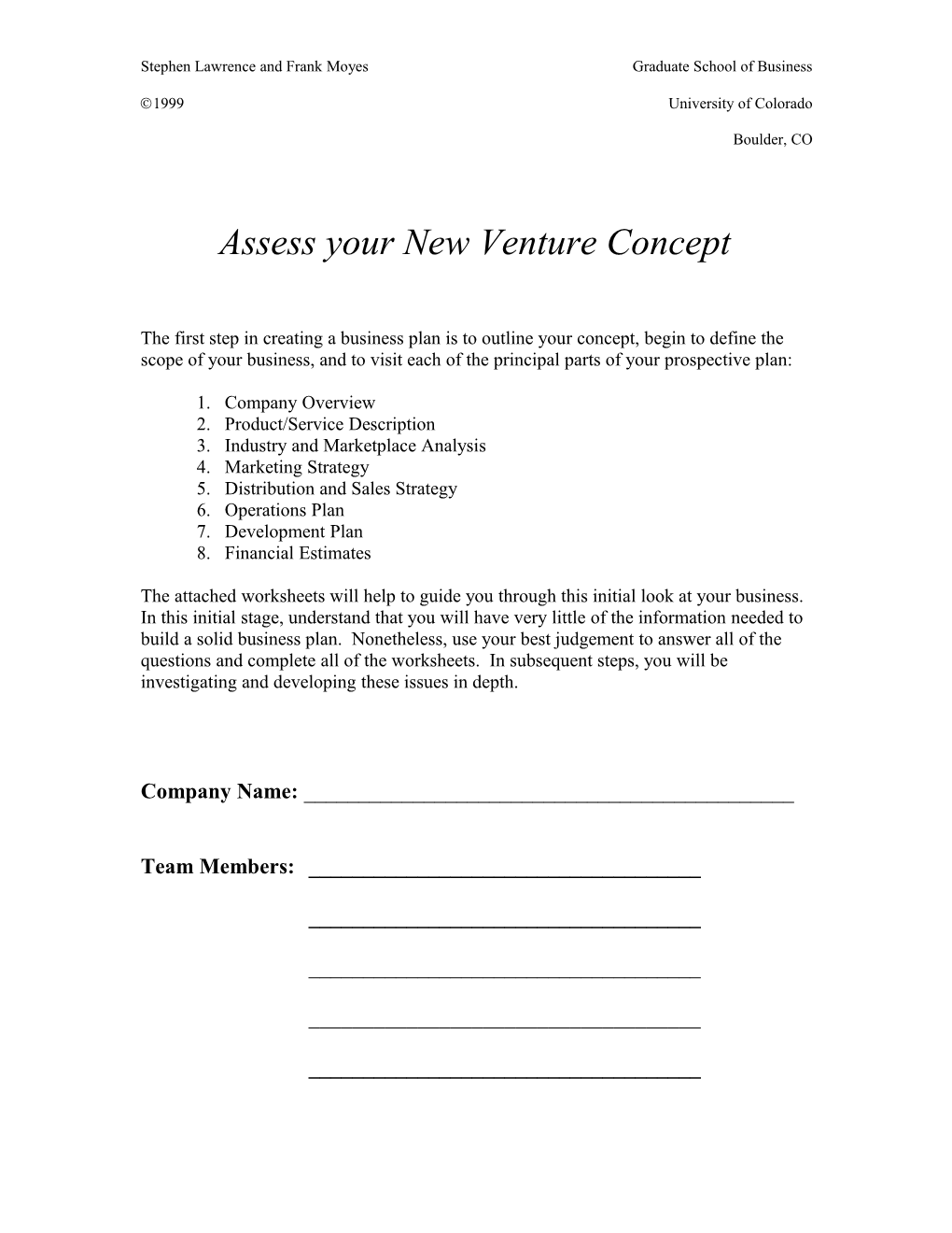 Assess Your New Venture Conceptpage 1 of 10