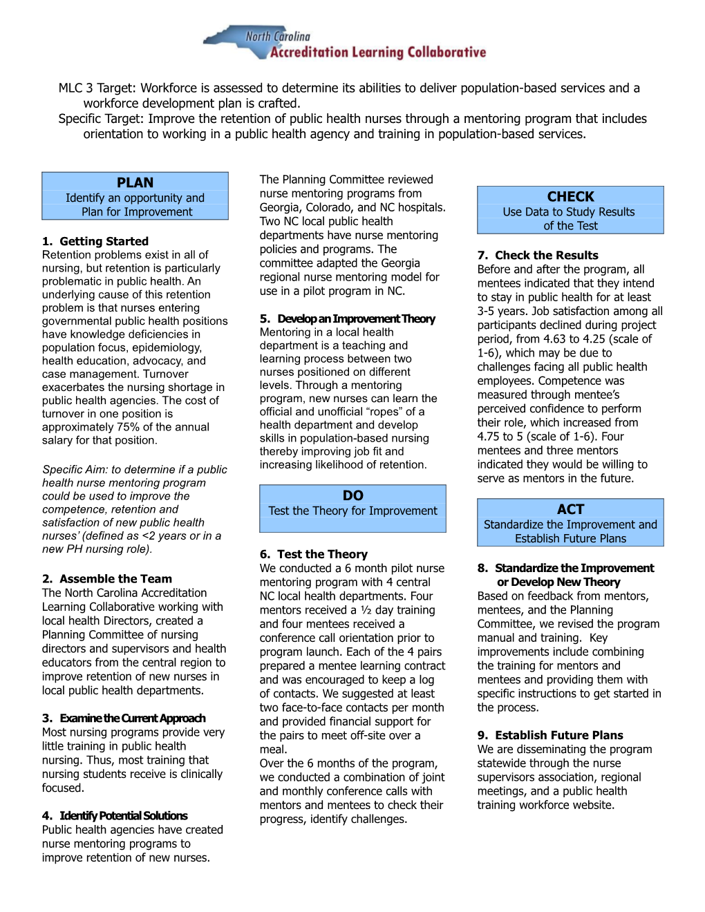 MLC 3 Target: Workforce Is Assessed to Determine Its Abilities to Deliver Population-Based