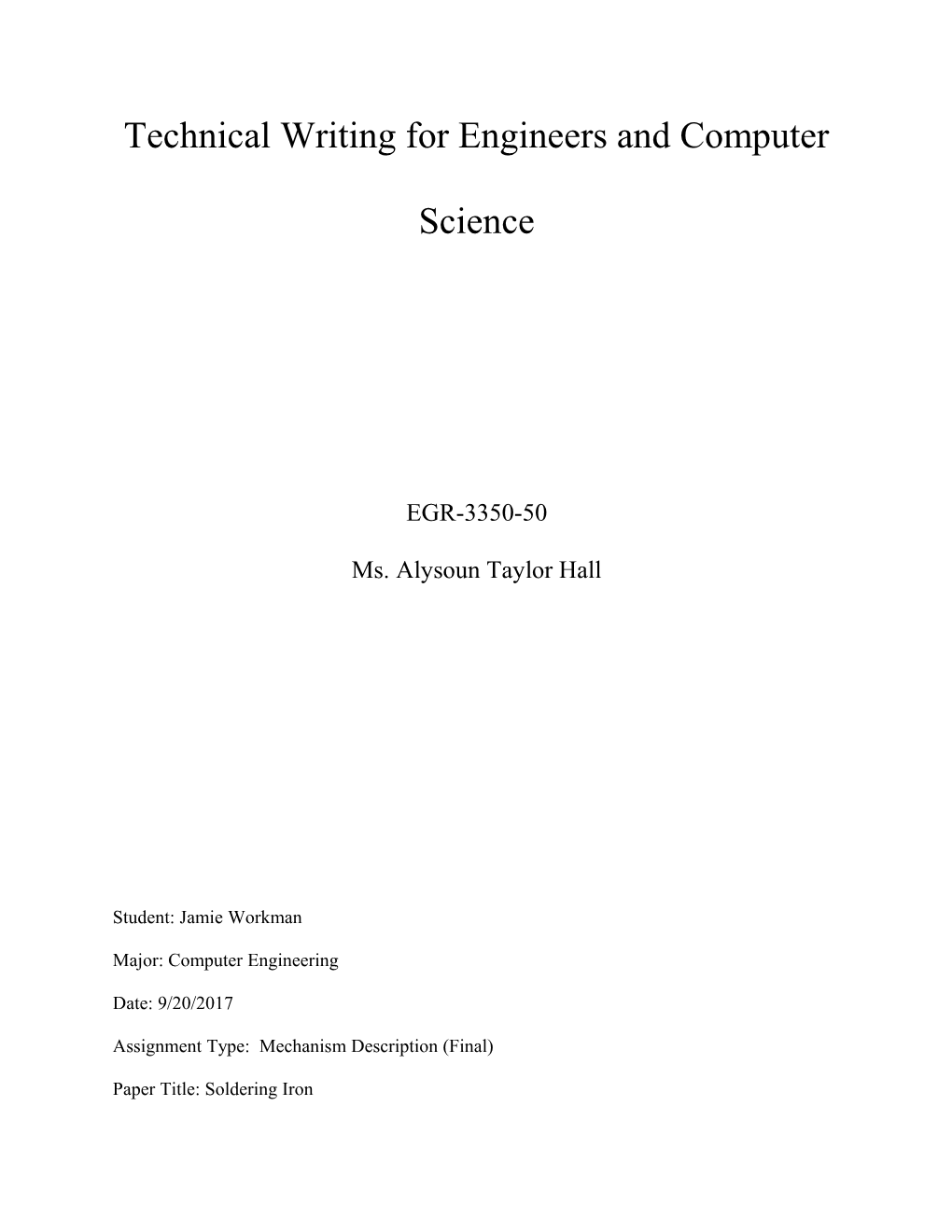 Technical Writing for Engineers and Computer Science