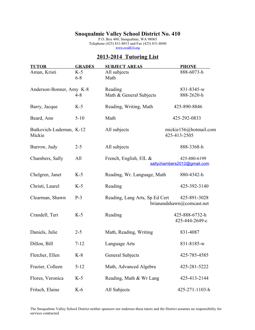 Snoqualmie Valley School District No