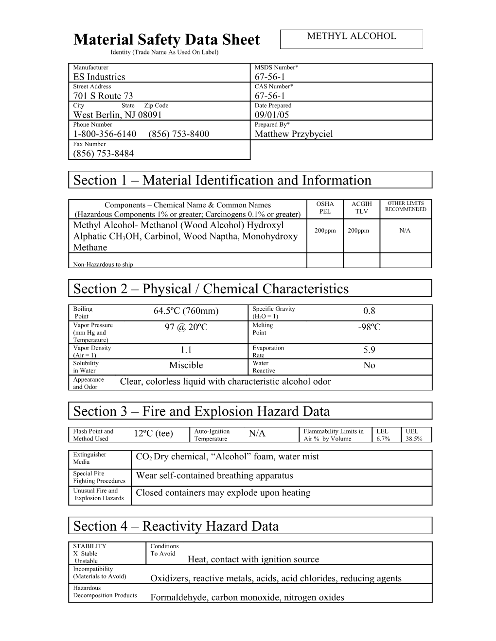 Material Safety Data Sheet Identity (Trade Name As Used on Label)