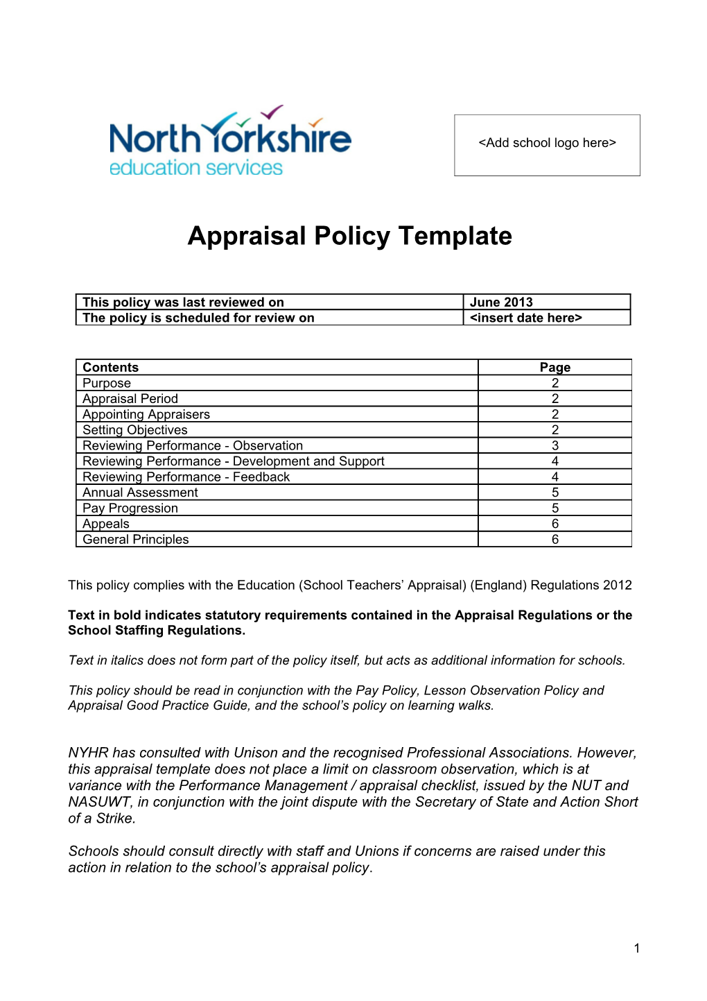 Appraisal Policy - Schools