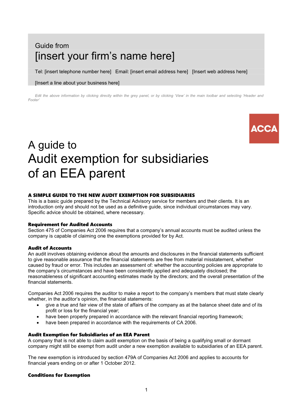 A Simple Guide to the New Audit Exemption for Subsidiaries