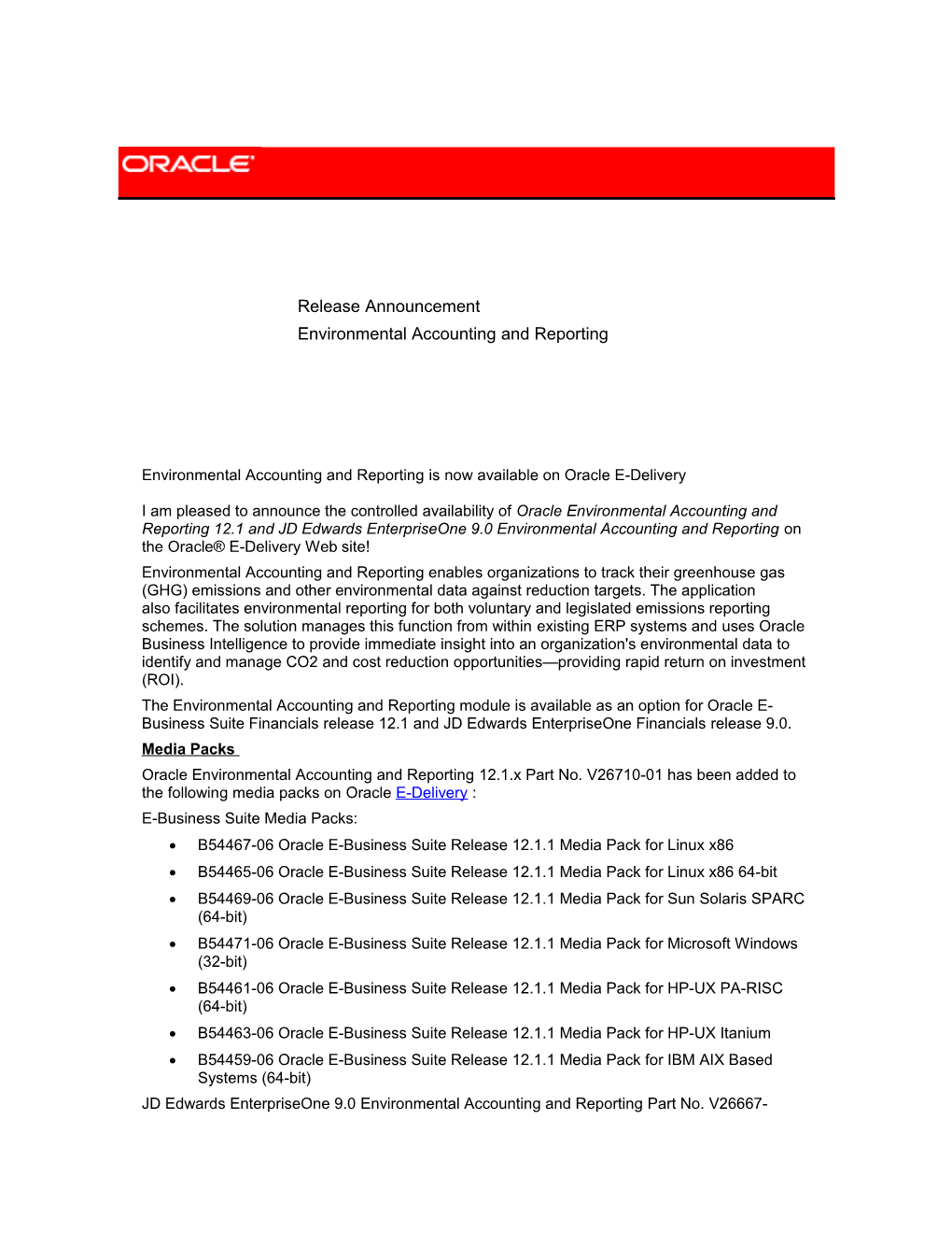 B54467-06 Oracle E-Business Suite Release 12.1.1 Media Pack for Linux X86