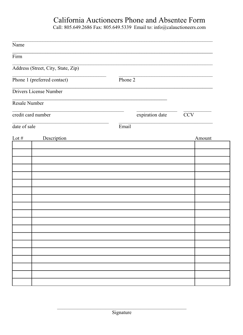 Phone and Absentee Form