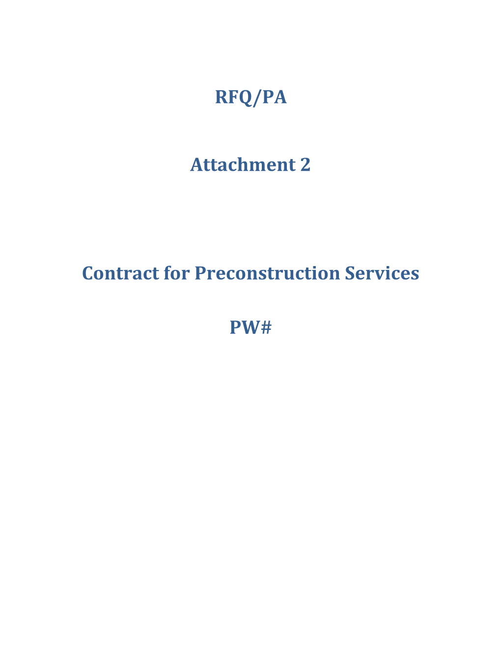 Contract for Preconstruction Services