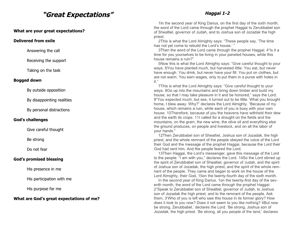 What Are Your Great Expectations?