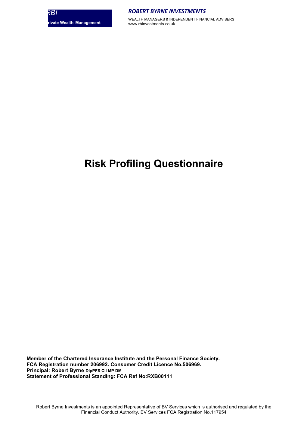 Risk Profiling Questionnaire