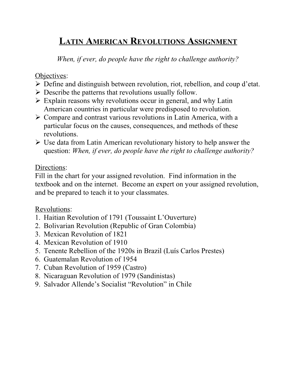 Latin American Revolutions Project