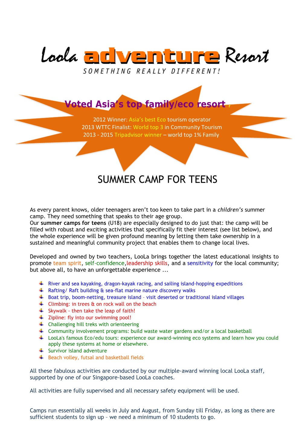 Summer Camp for Teens