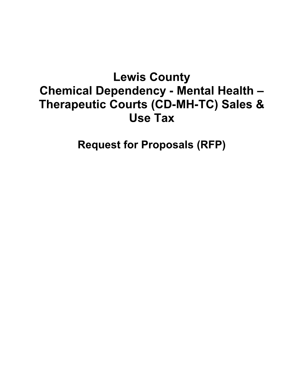 Lewis County Chemical Dependency - Mental Health Therapeutic Courts(CD-MH-TC) Sales & Use