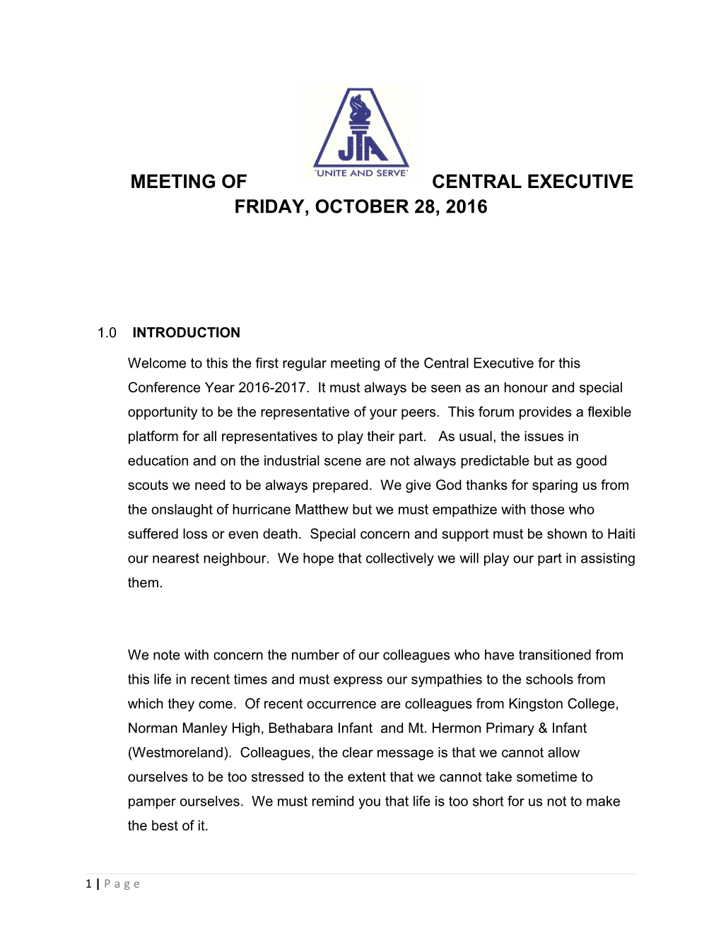 Meeting of Central Executive