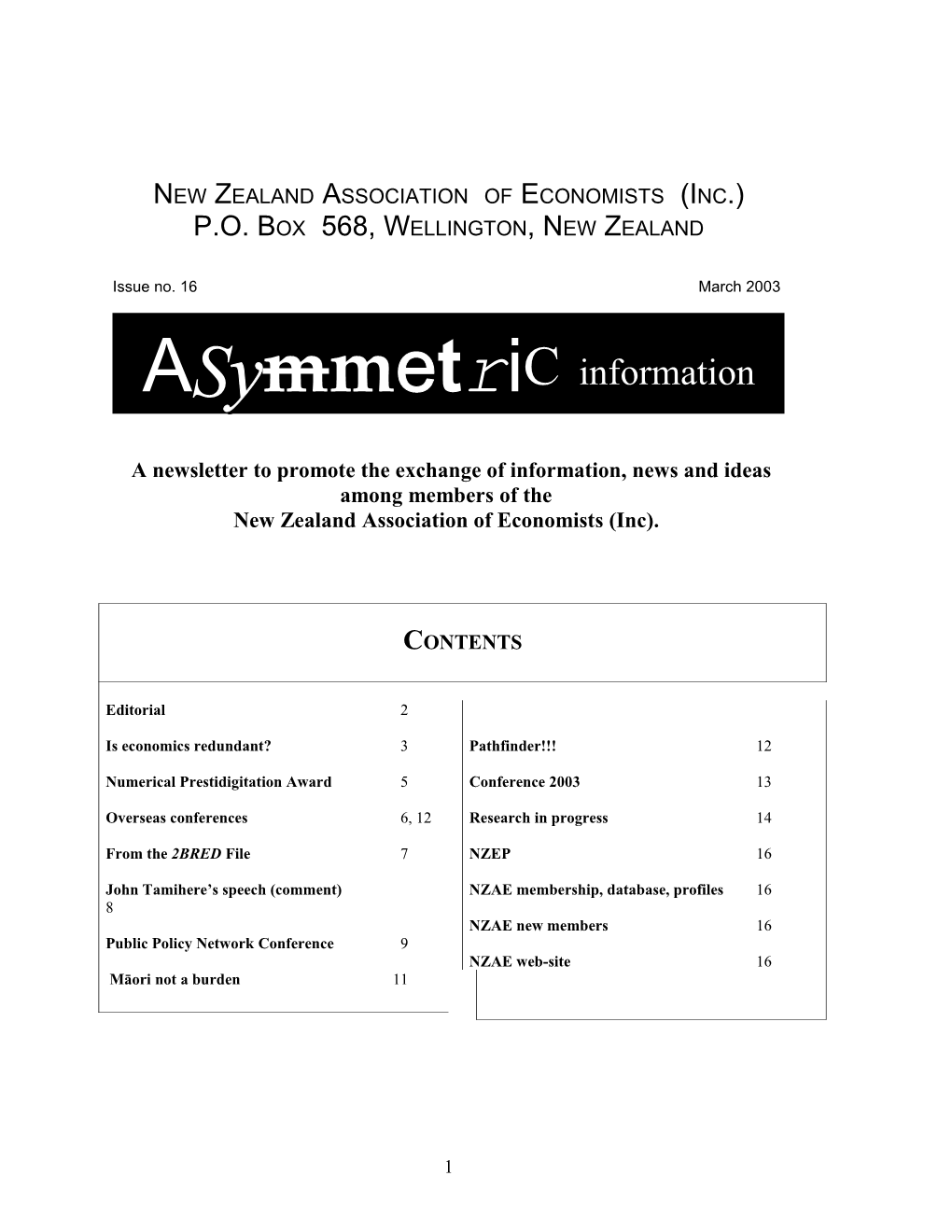 New Zealand Association of Economists (Inc