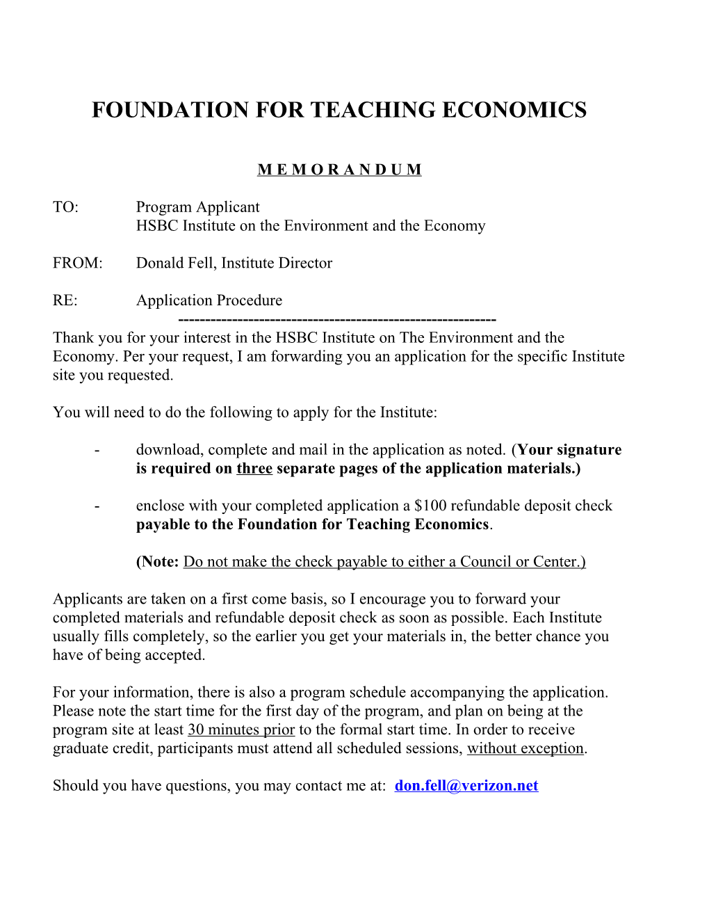 Foundation for Teaching Economics