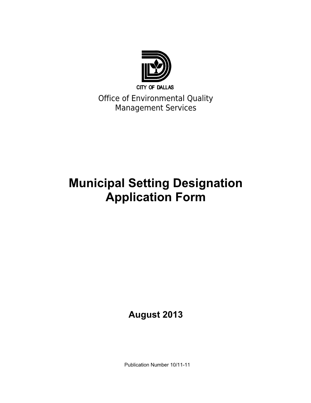 Municipal Setting Designation Application Form