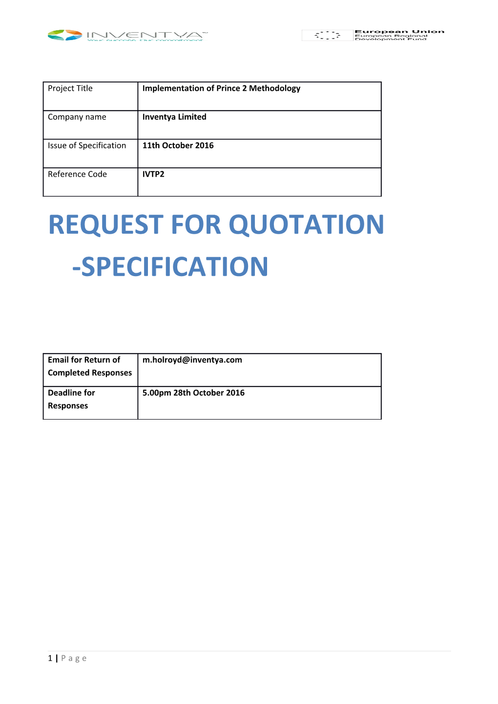 Request for Quotation -Specification