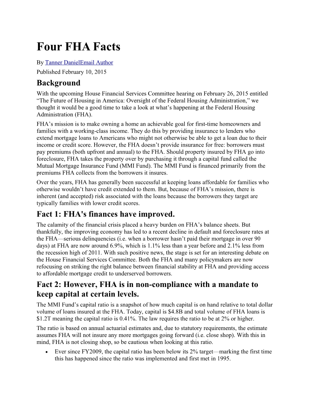 Four FHA Facts