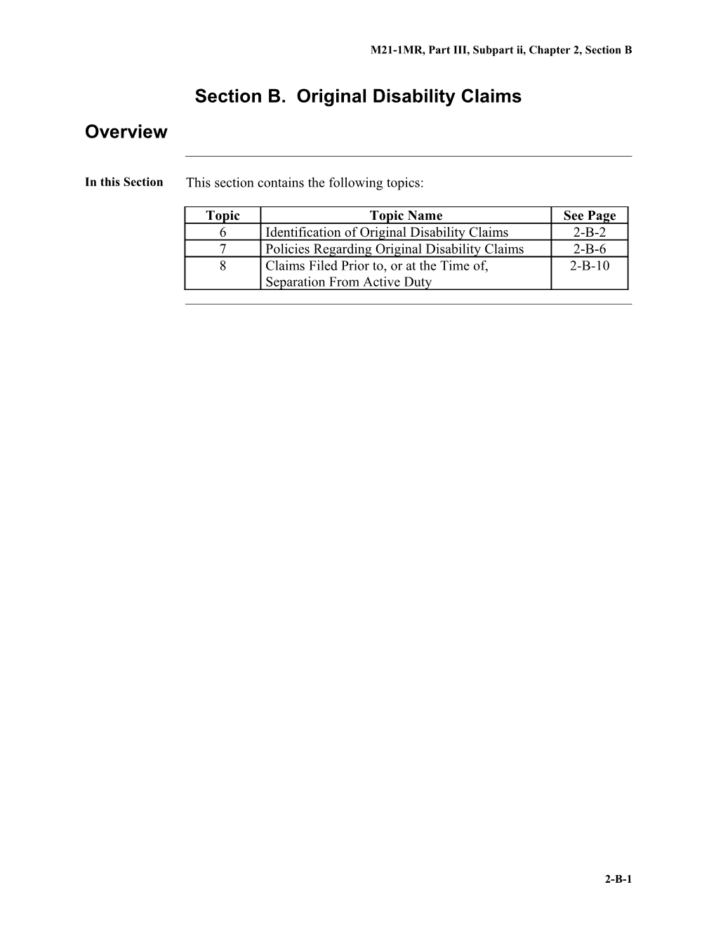 M21-1MR, Part III, Subpart Ii, Chapter 2, Section B