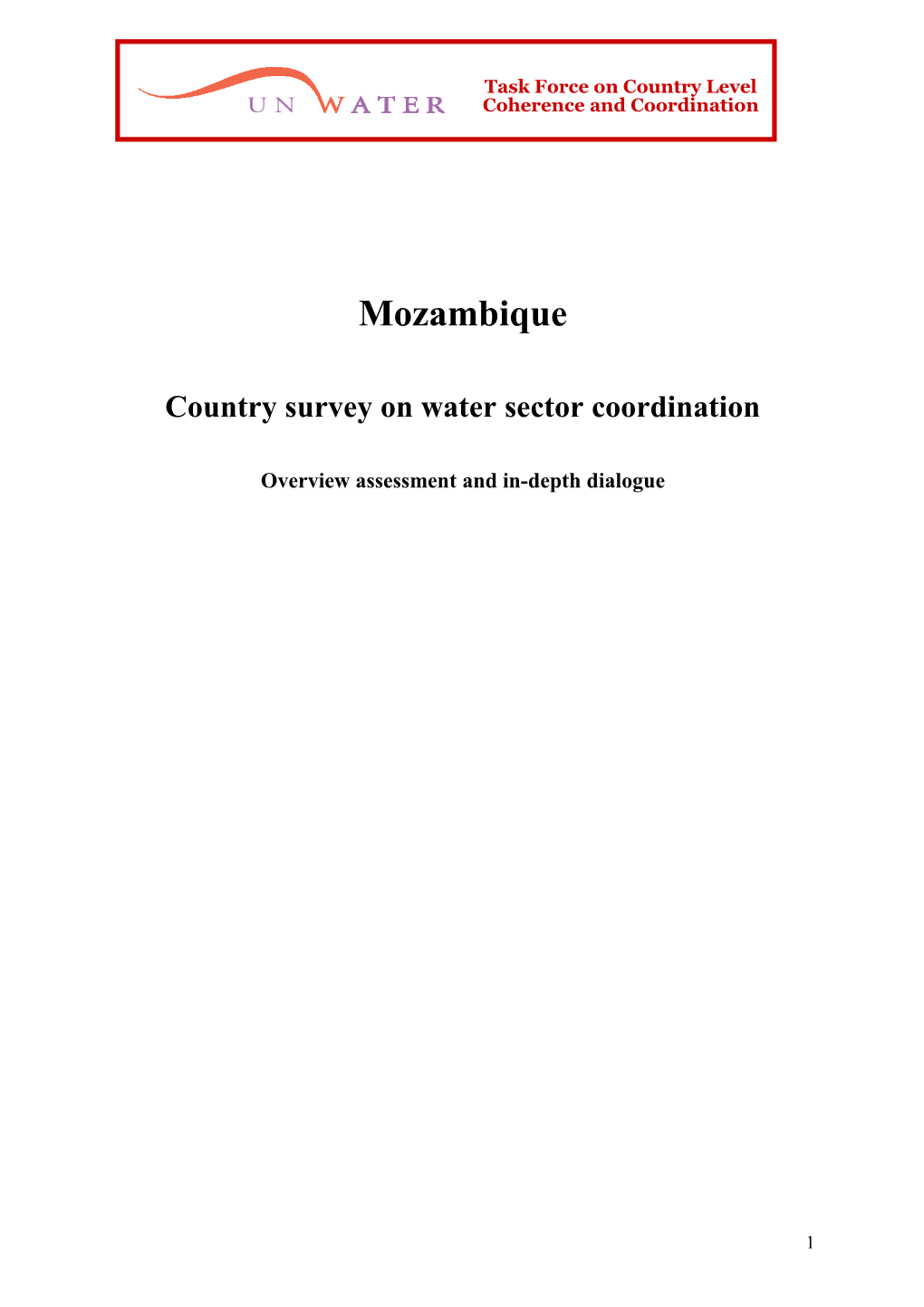 Country Survey on Water Sector Coordination