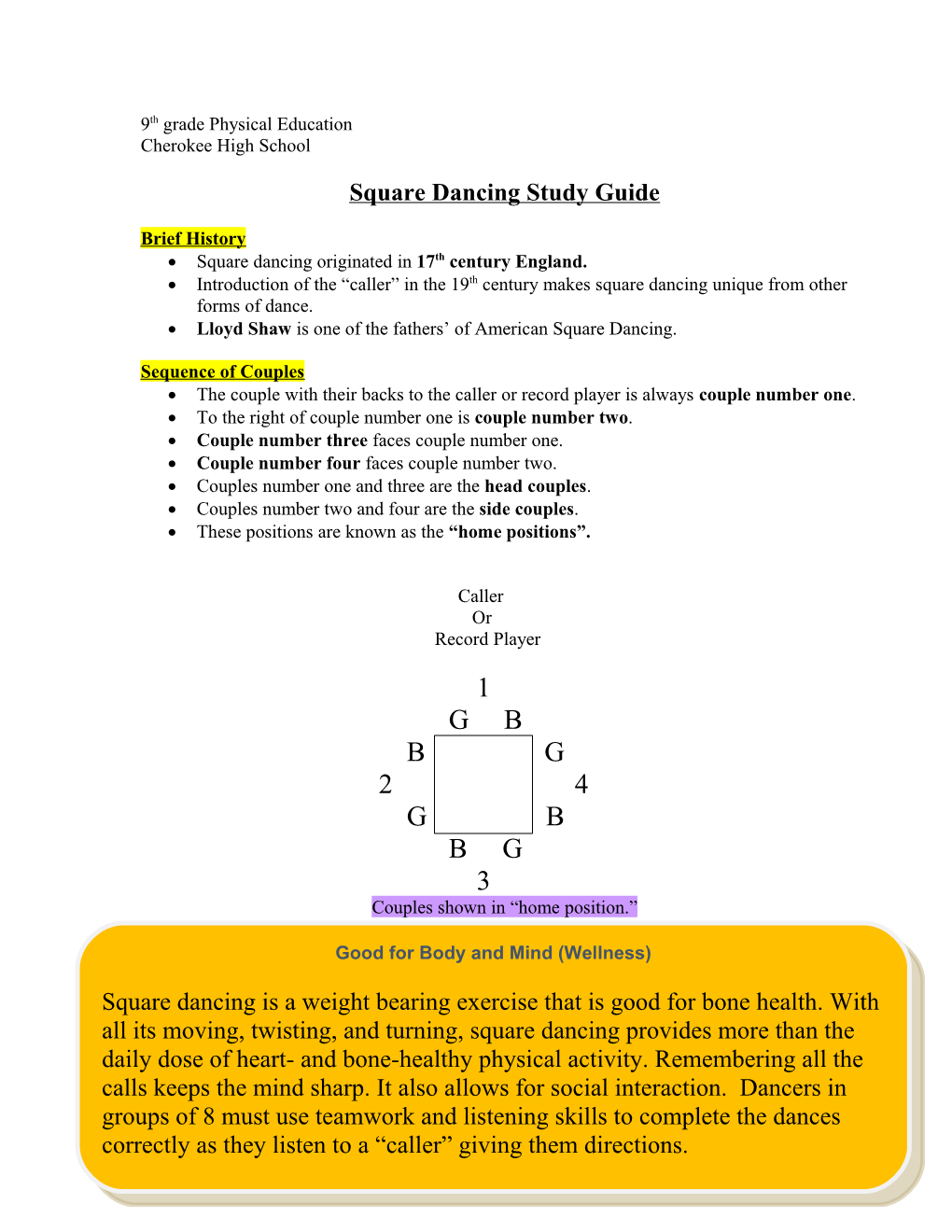 Square Dancing Study Guide