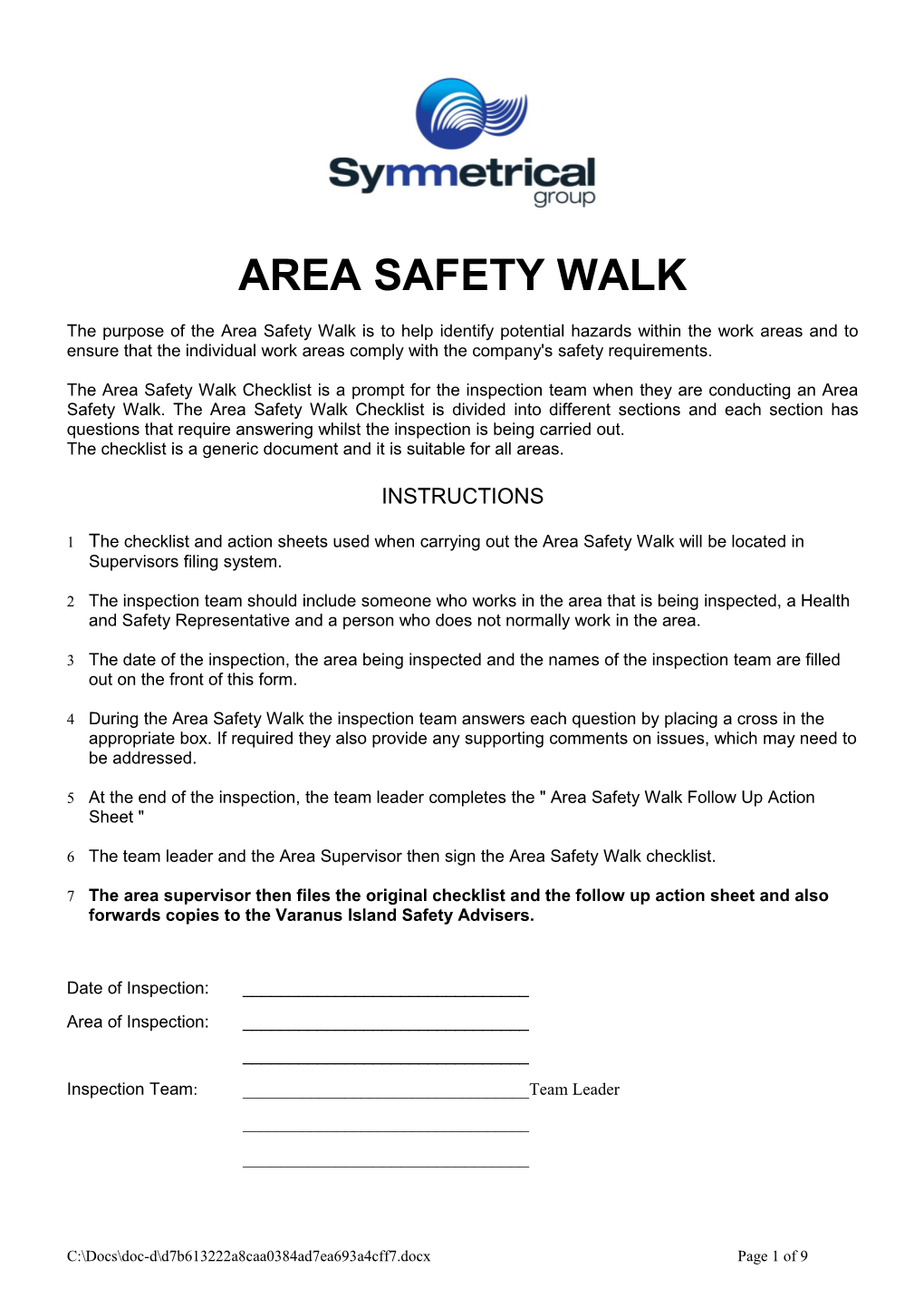 Area Safety Walk Checklist V2