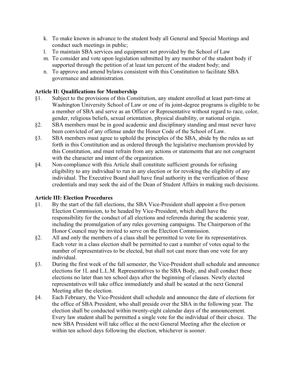 Constitution of the Student Bar Association