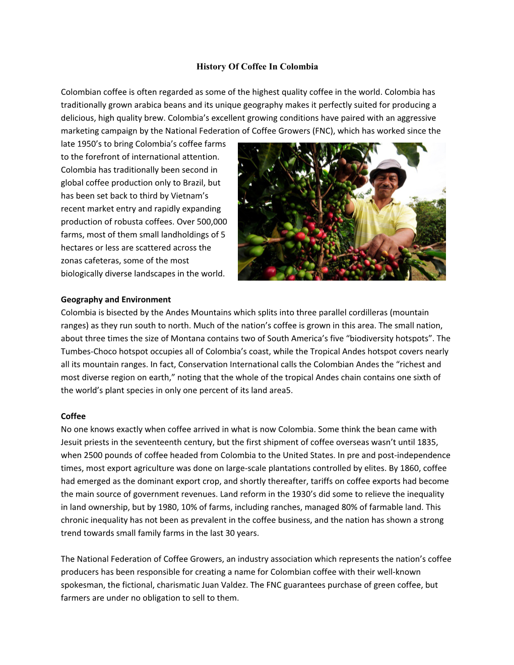 History of Coffee in Colombia
