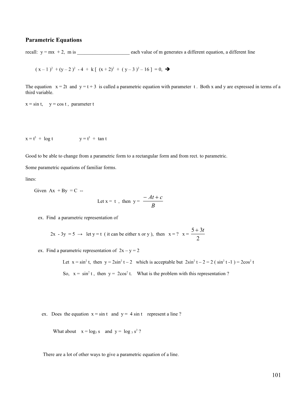 Parametric Equations