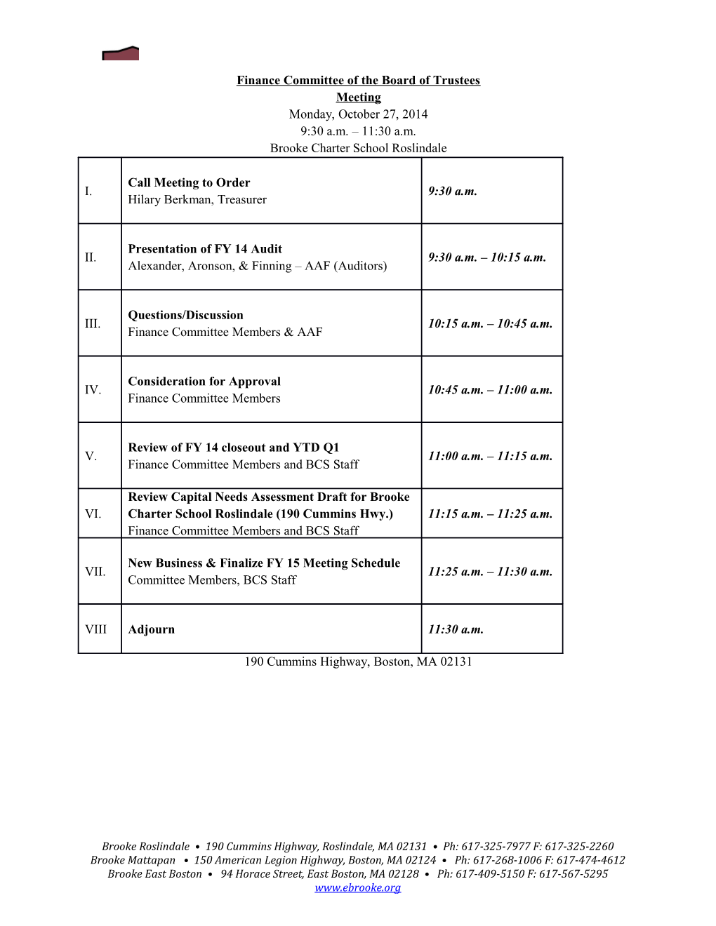 Finance Committee of the Board of Trustees