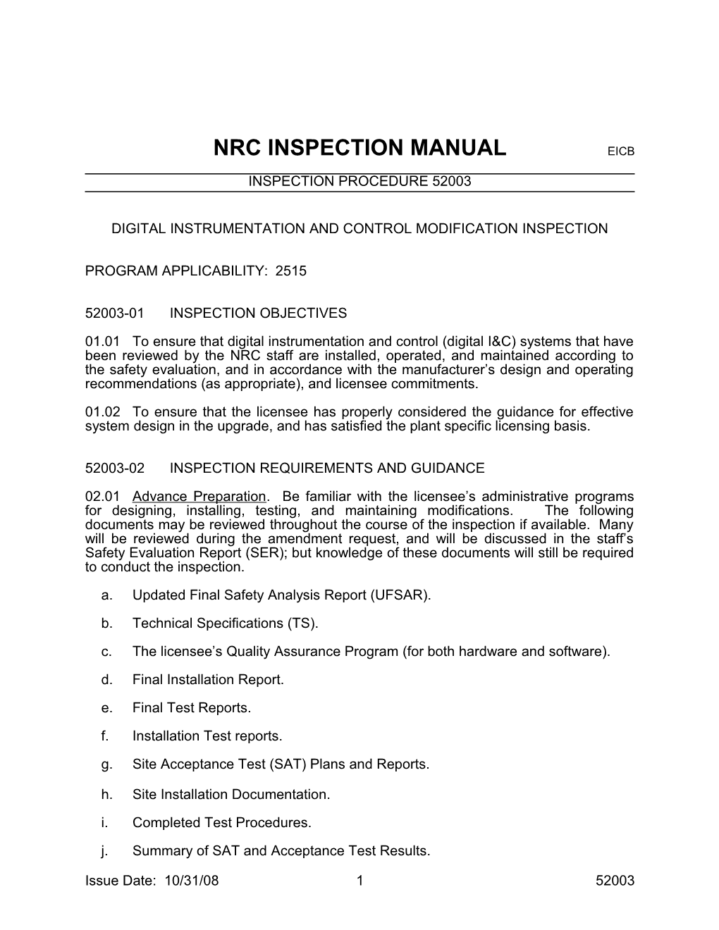 Nrc Inspection Manual Eicb