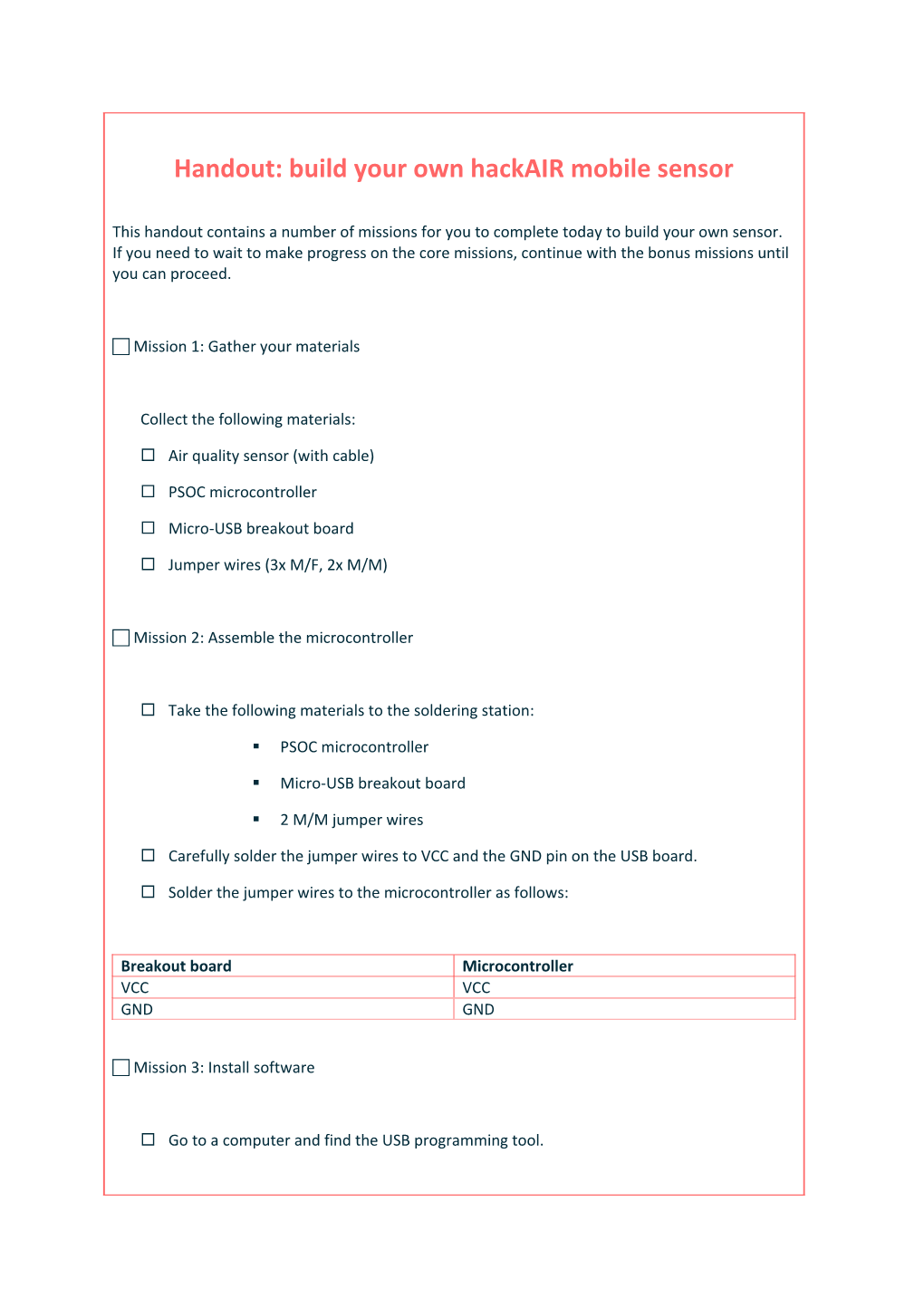 Handout: Build Your Own Hackair Mobile Sensor