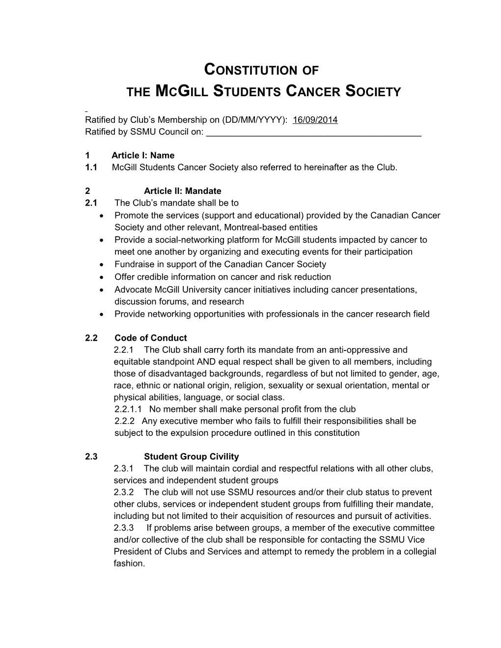 The Mcgill Students Cancer Society