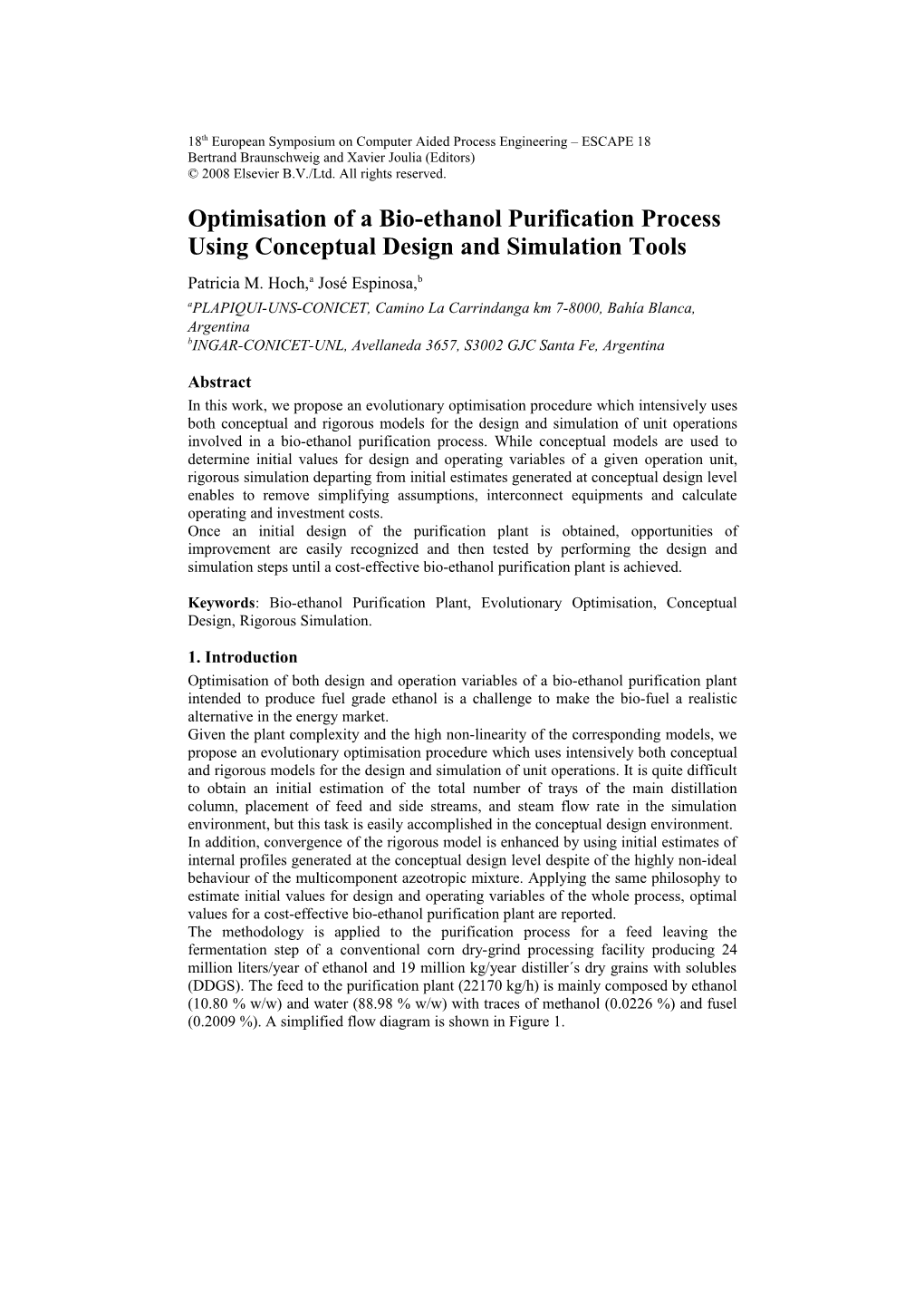 Optimisation of a Bio-Ethanol Purification Process Using Conceptual Design and Simulation