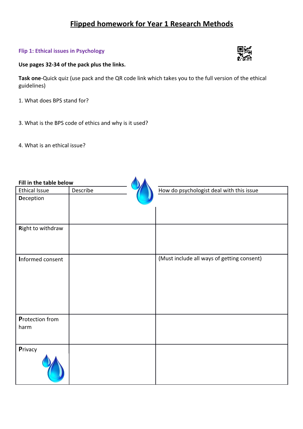 Flipped Homework for Year 1 Research Methods