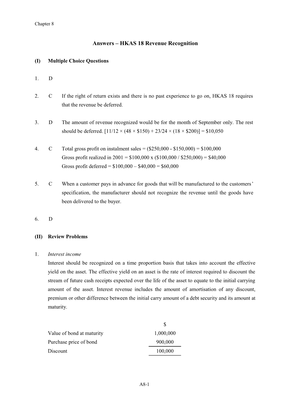 Answers HKSSAP 18 Revenue Recognition