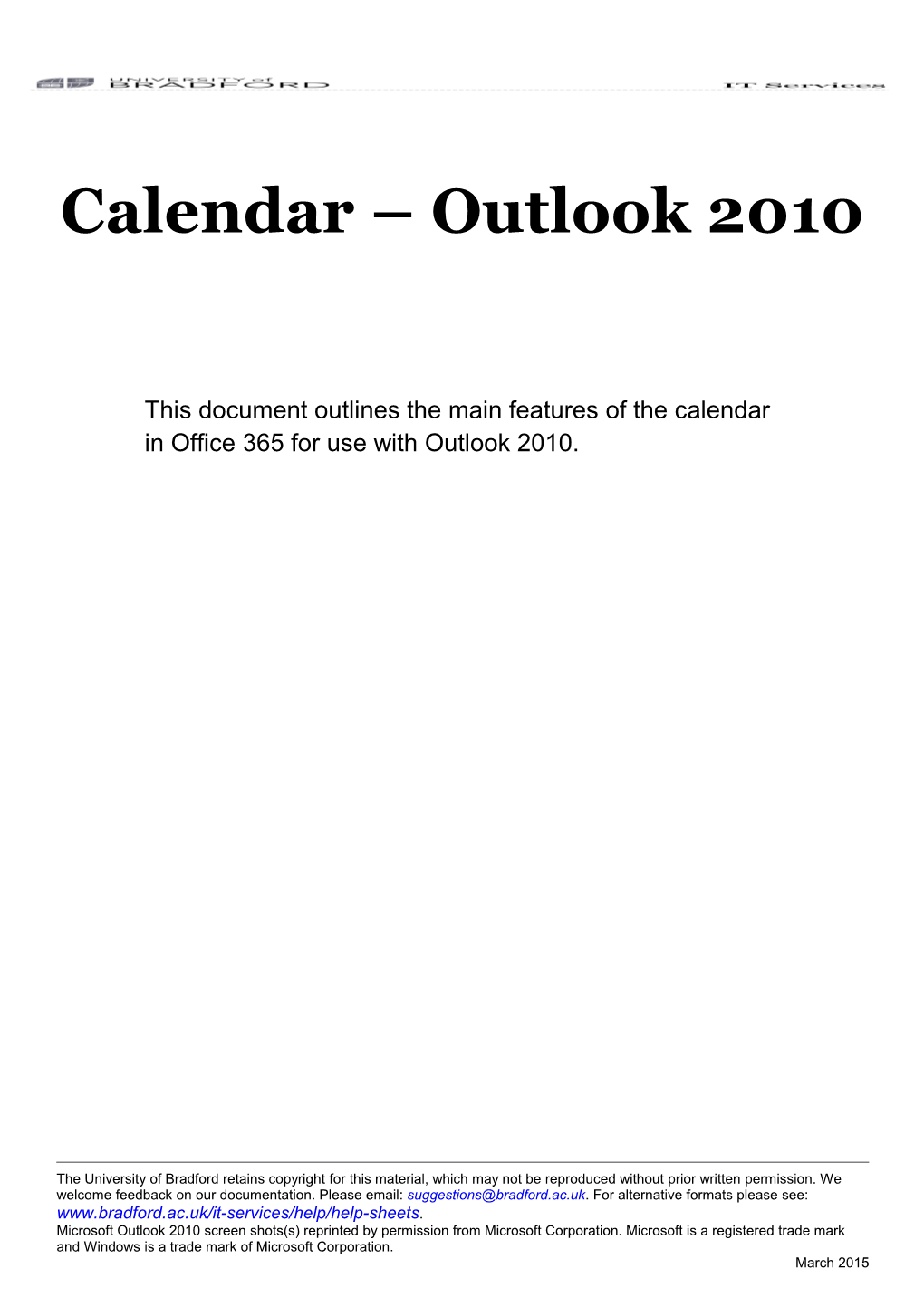 Calendar Outlook 2010