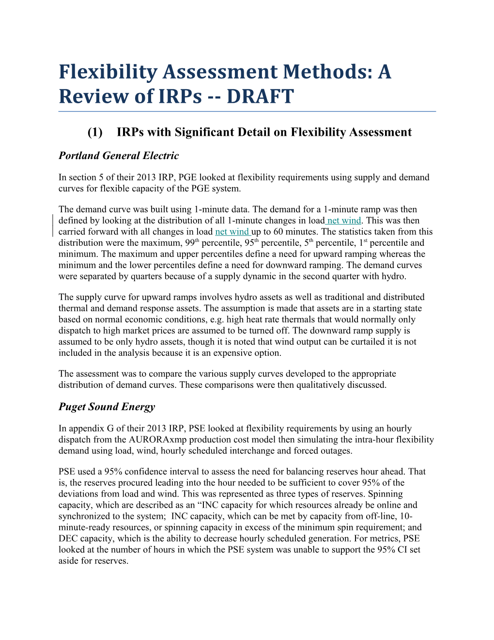 I.Irps with Significant Detail on Flexibility Assessment